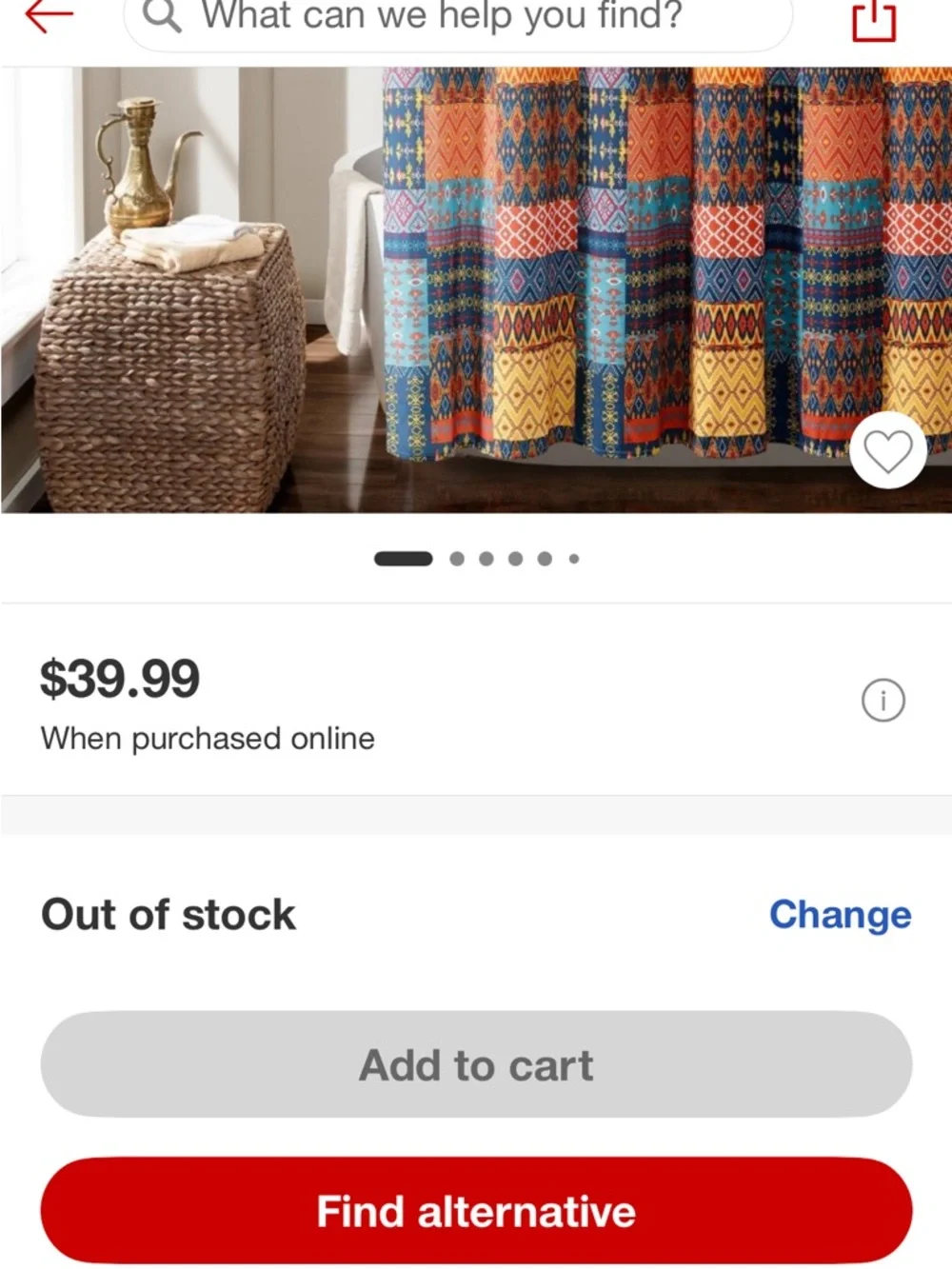 Multicolor Misha Patchwork Shower Curtain - Blue, Orange & Yellow. 72” x 72”